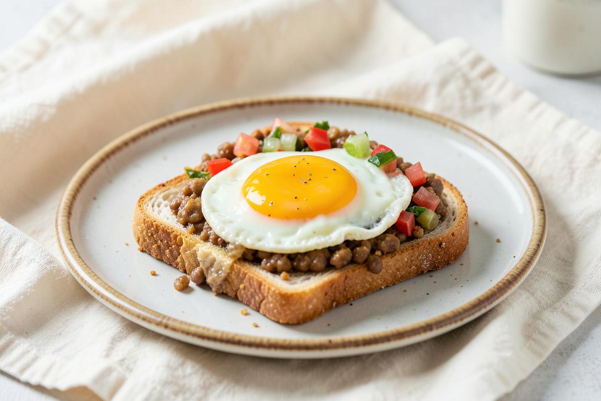 Refried Beans, Pico and Sunny Side Egg Toast