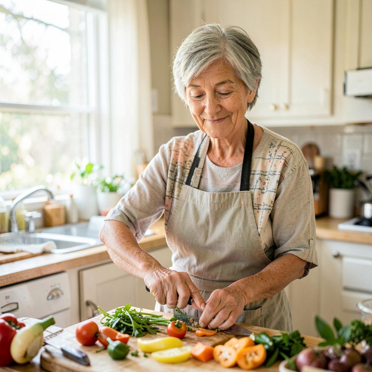 Ann Ogden Gaffney cooking in her kitchen